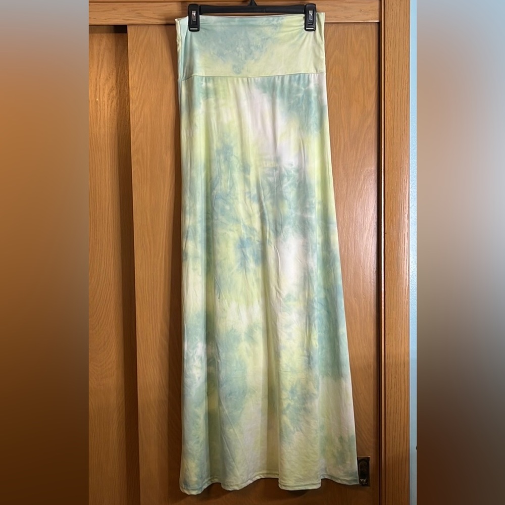 Eevee green and blue tie dye maxi skirt, one size